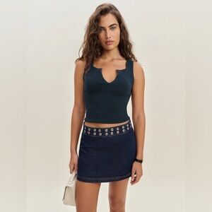 Reformation Jaylene Mid Rise Denim Mini Skirt